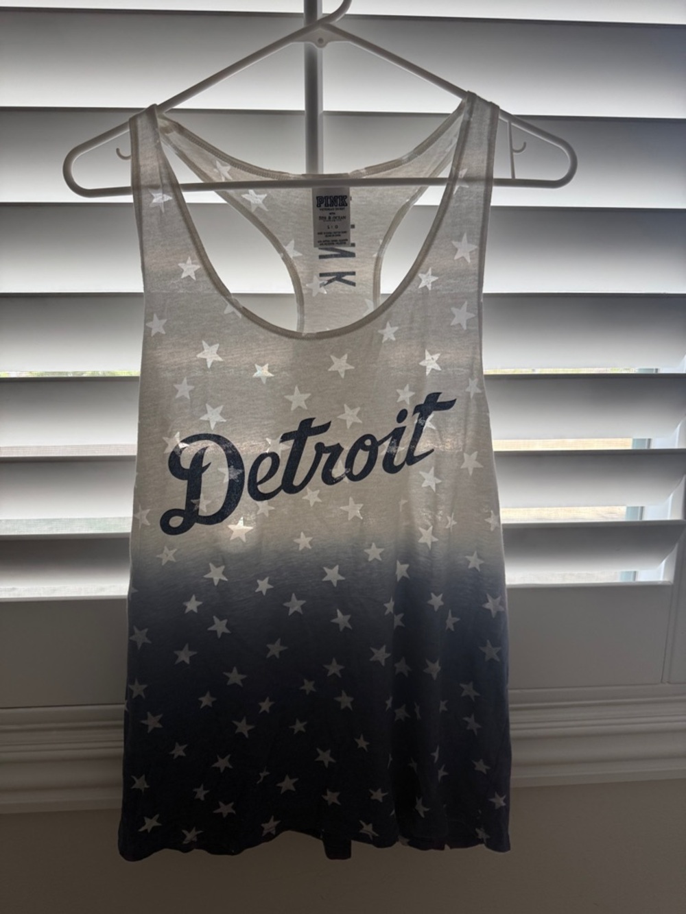 PINK Victoria's Secret Ombre 'Detroit' Star Racerback Tank - White to Navy